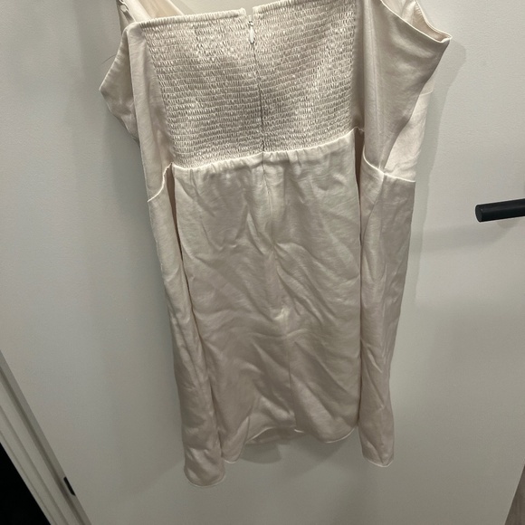 Adorable Satin Off-White Mini Dress - Picture 2 of 5